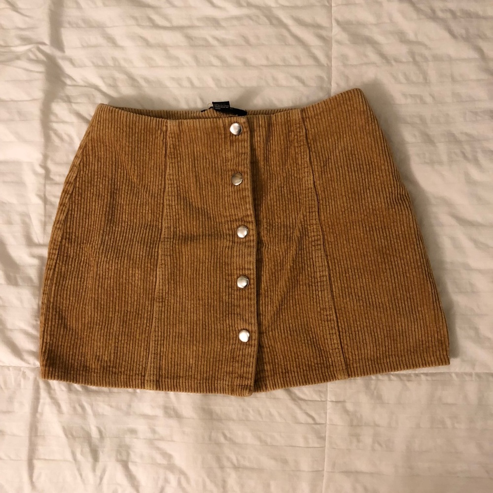 Golden Corduroy Mini Skirt